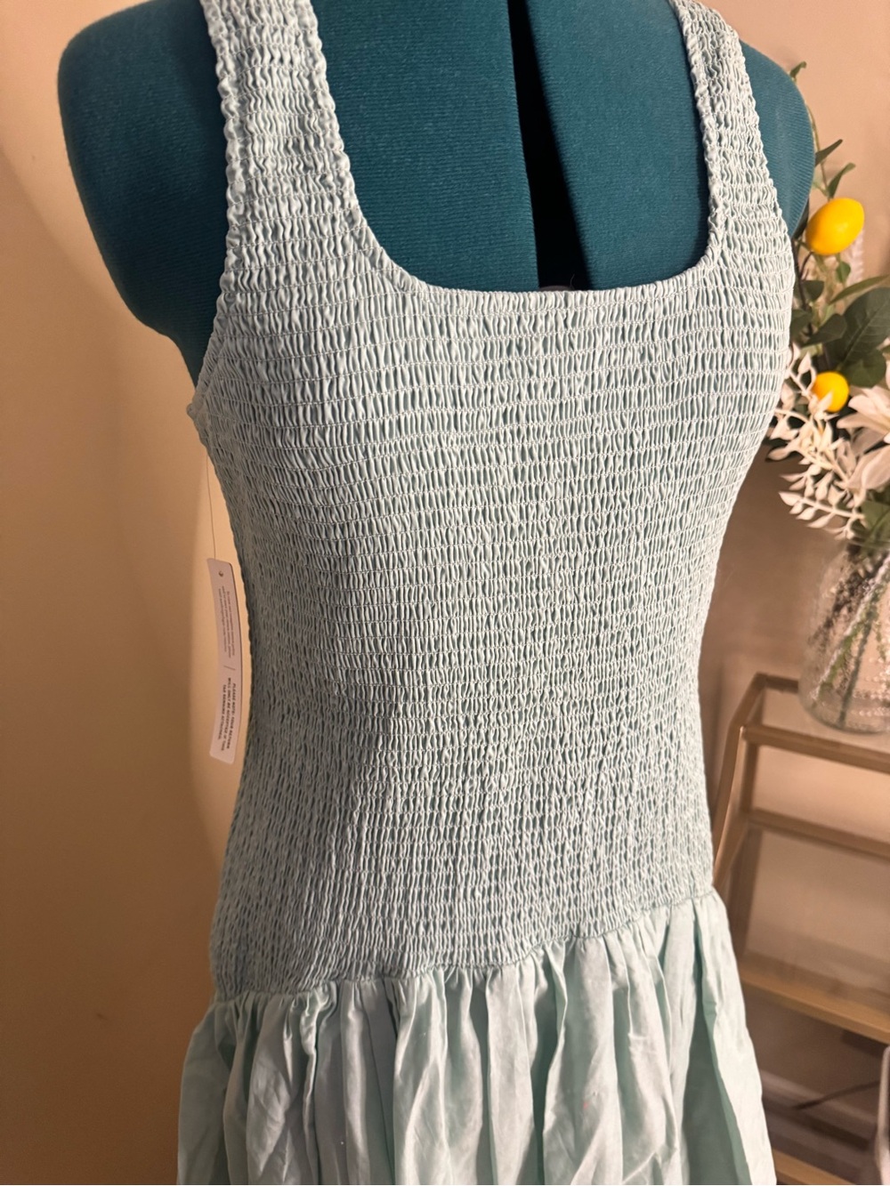 Hutch Mint Green Sleeveless Smocked Midi Dress - Picture 2 of 4